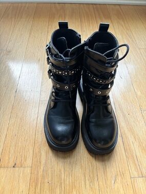 Zara Kids Black Studded Combat Boots